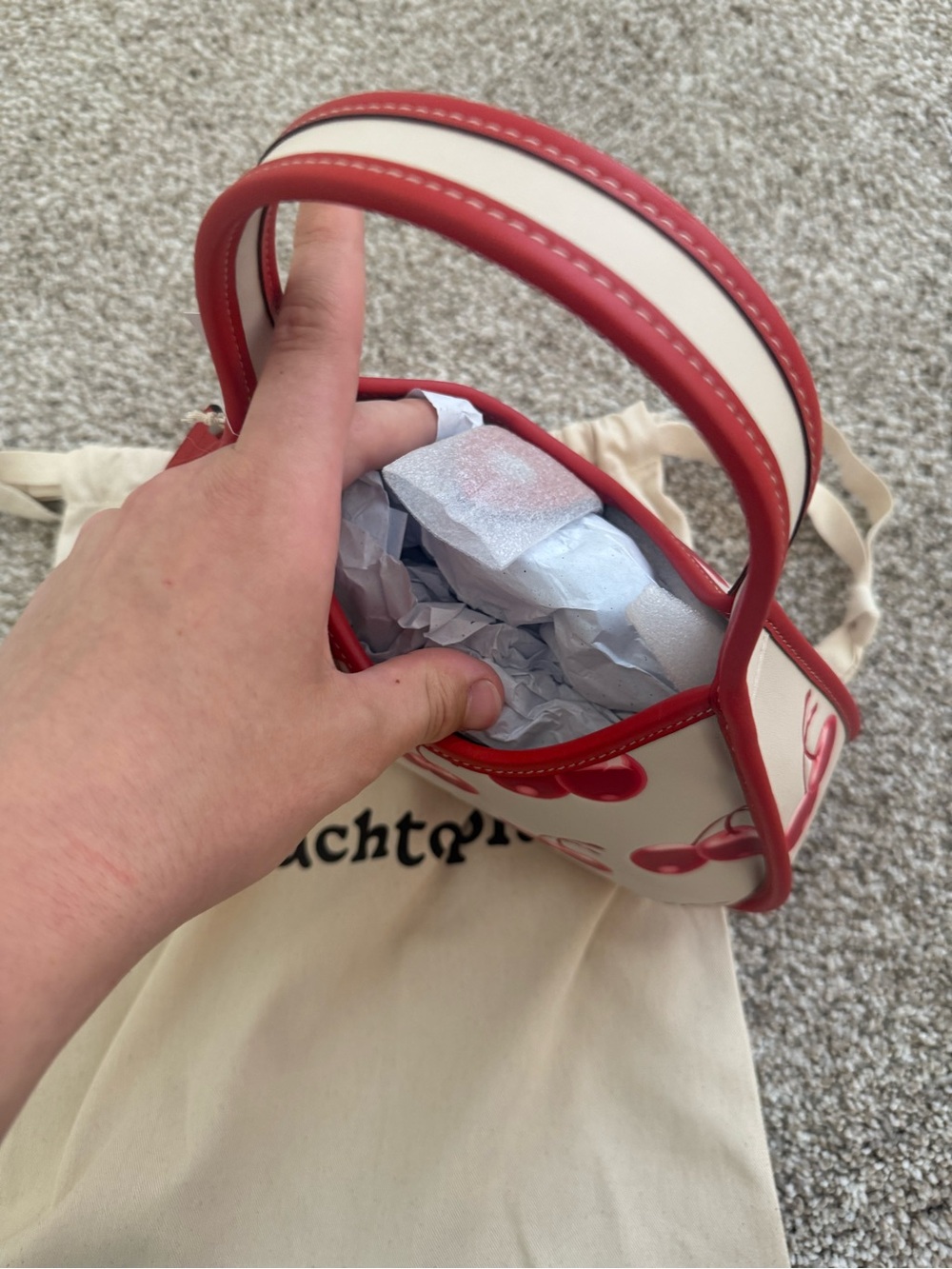 Coach Cream Shoulder Bag with Red Cherry Print - Picture 6 of 7